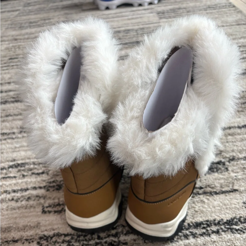 Lands' End Women's Expedition Faux Fur Waterproof Puffer Snow Boots